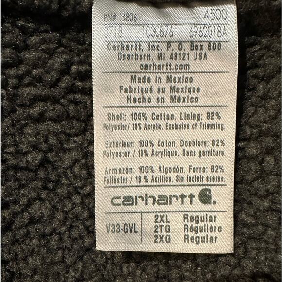 Carhartt Gray Sherpa Lined Full Zip Stand Up Collar Mens 2XL NexGen Embroidery - Picture 5 of 10